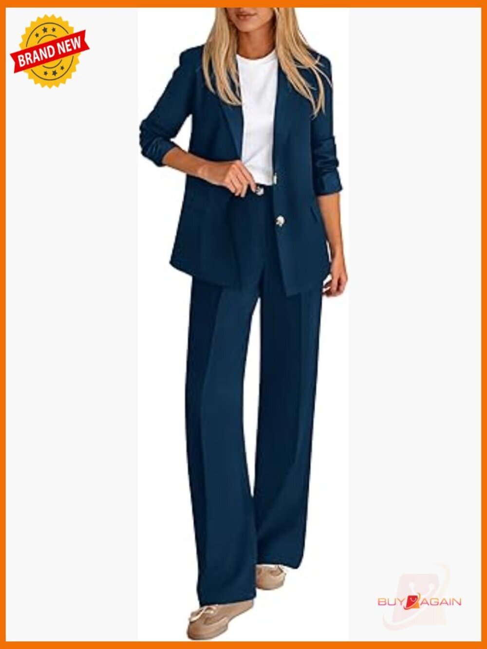 2 Piece Business Casual Blazer & Wide Leg Pant Set